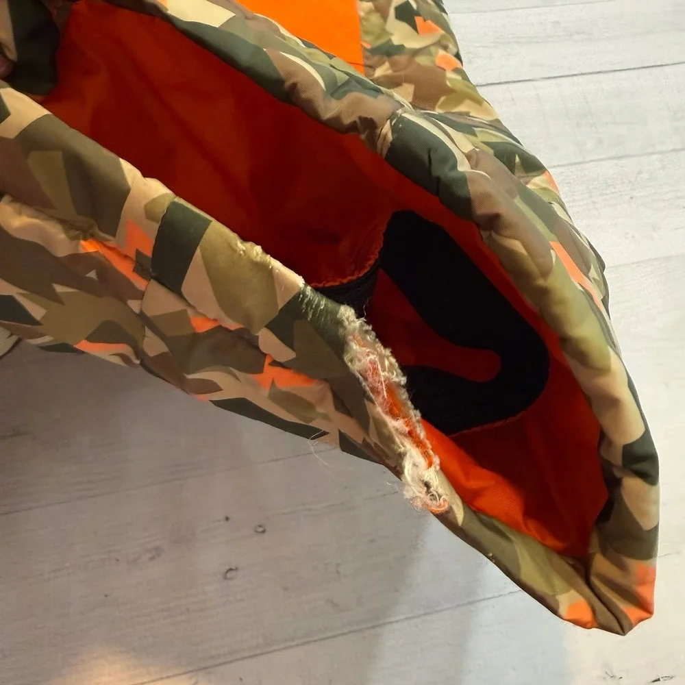 Lands' End kids insulated snow jacket and and snow bibs green orange geo XL14/16